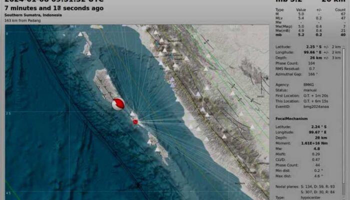 Gempa Sipora Terasa Hingga ke Padang